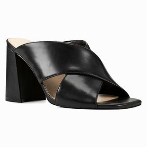 Nine West Gigi Block Heel Slides - Black - Ireland (FD8462307)